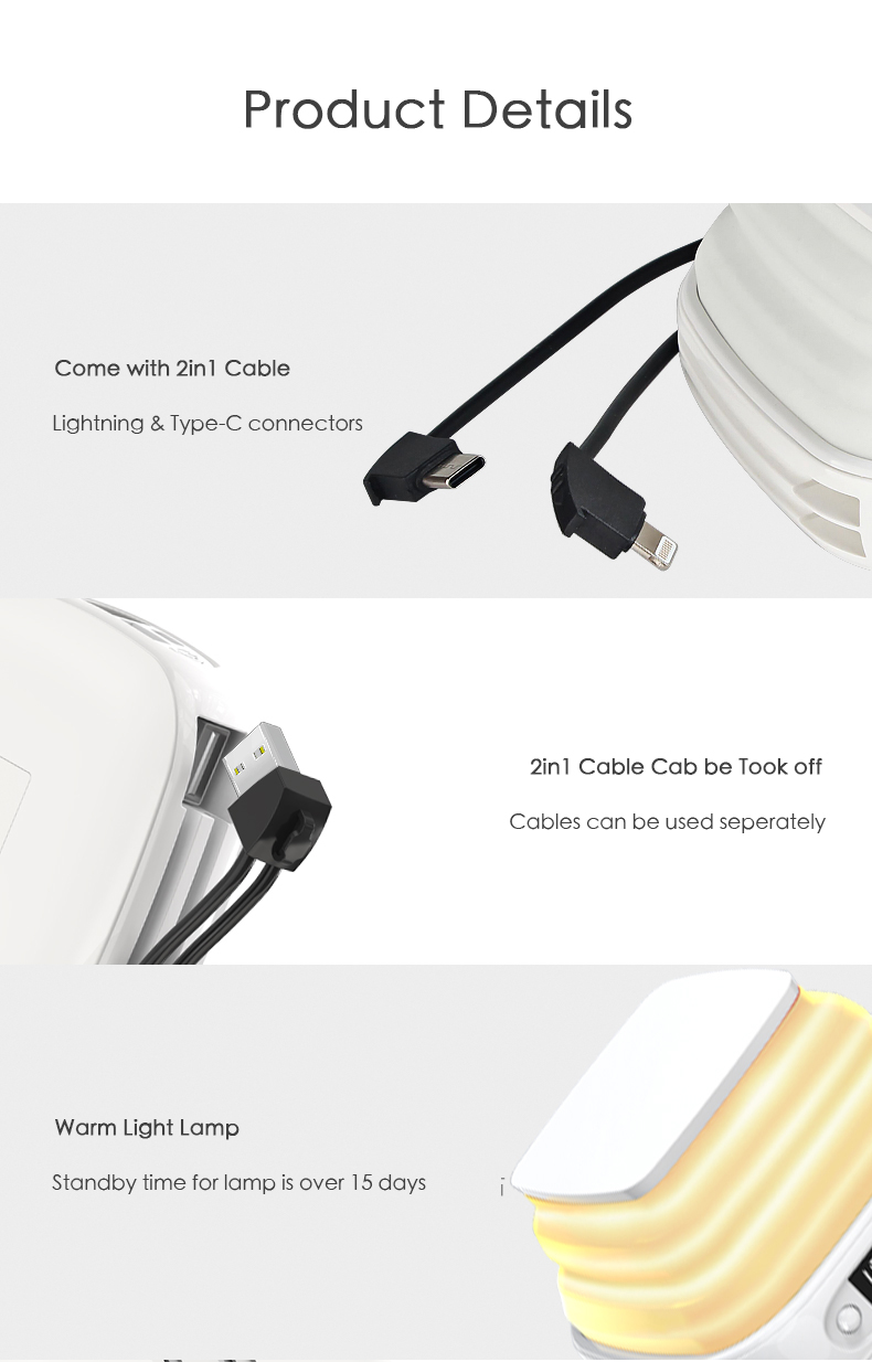 ES146 Power Bank with Lamp and Built-in Cable product detail